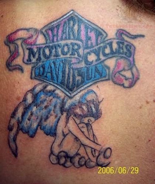 Harley Davidson Angel Color Ink Tattoo